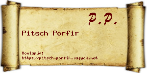 Pitsch Porfir névjegykártya